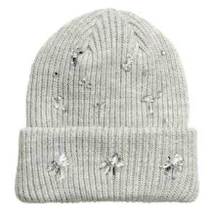 ✨⚡️💥H&M Hat with Rhinestones Light gray Warm Cuffed - Ladies